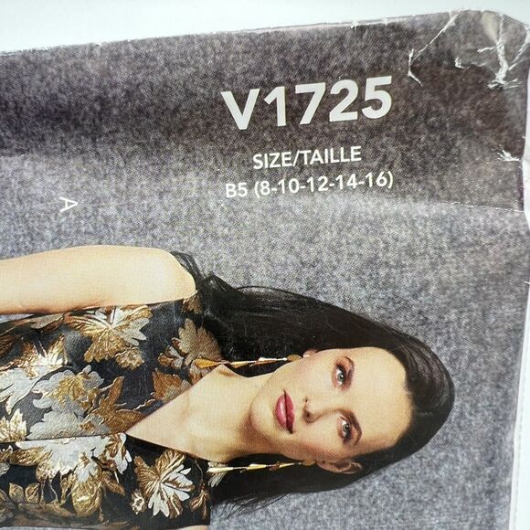 Vogue Sewing Pattern V1725 Asymmetrical Hem V Neck Long Dress B5 8 10 12 14 16 - Picture 3 of 6